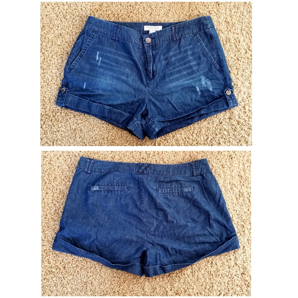  Forever 21 Denim Chambray Shorts